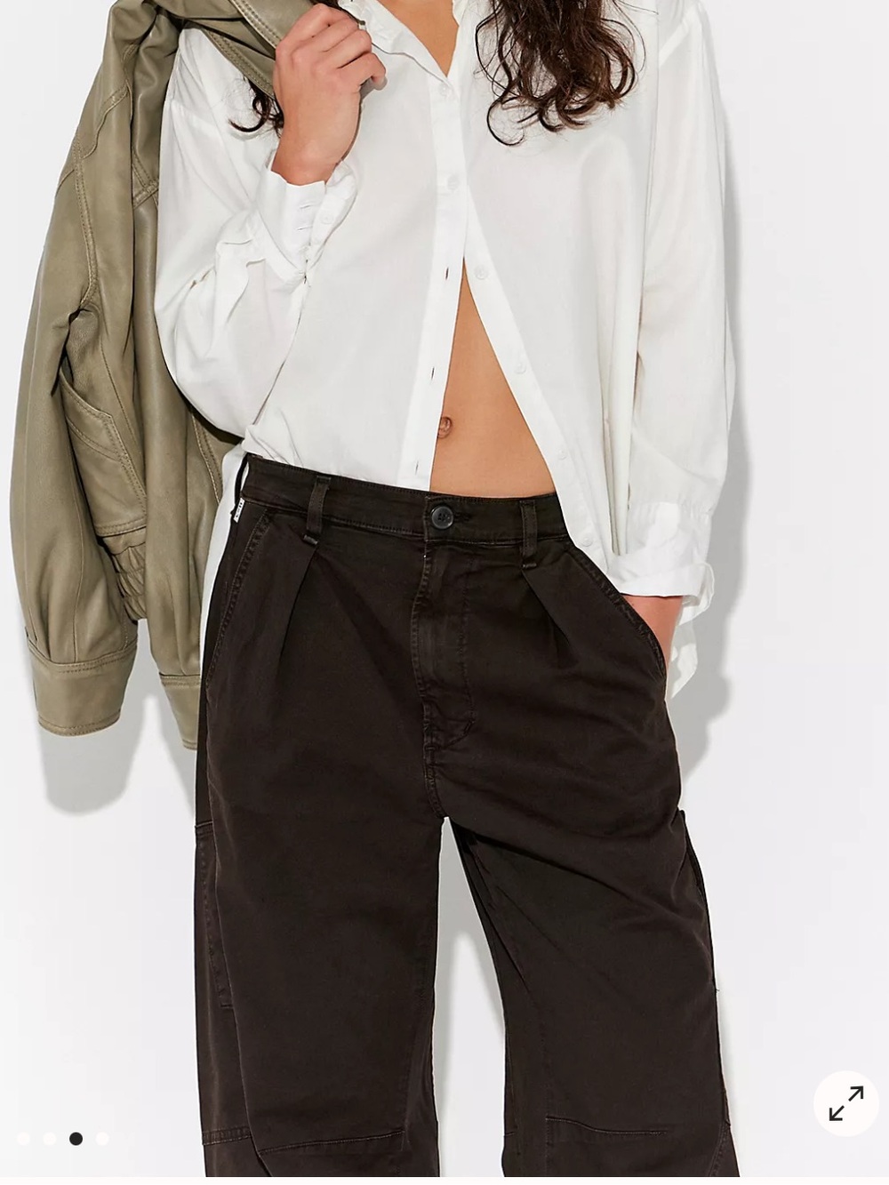 Citizens of Humanity chocolate brown flight pants barrel pleated size 25 flaw - Picture 3 of 12